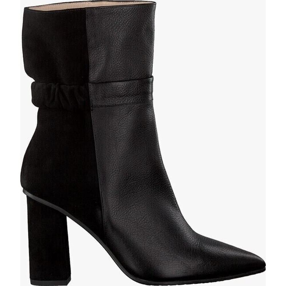 Lodi Sedi Boot Ankle Bootie Black Leather Suede Elastic Black Heel Point…